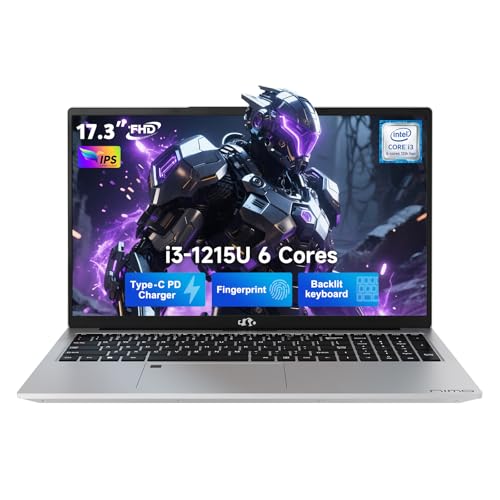 Image of NIMO 17.3 inch IPS FHD Laptop, Intel 6 Cores i3-1215U (Up to 4.4GHz, Beat Ryzen 5 7520U) 16GB RAM 1TB SSD Computer with 180 Viewing 65W Type C Backlit KB Fingerprint Wi-Fi 6, for School and Business
