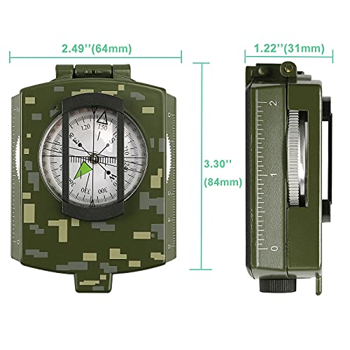Vinteam Compass, Hiking Compass Military Compass Multifunctional Waterproof Metal Sighting Compass With Carrying Bag And Bubble Levels For Hiking Camping Climbing Biking -Camouflage #TOP5