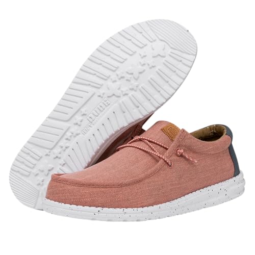 HEYDUDE HEYDUDE Men's Wally Washed Canvas, Mens Shoes, Slip-on Loafers, Comfortable & Light-Weight Red