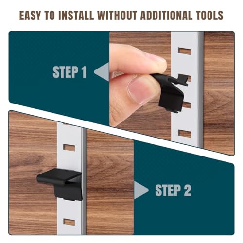 Image of Lenink 256P-ZC Adjustable Pilaster Shelf Clip, 28 Pcs Black Shelving Brackets Clips for Metal and Wood Shelving