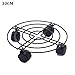 Produktbild Robuster Metall-Pflanzenständer aus Eisen mit Rädern, rundes Blumentopf-Regal auf Rollen, für drinnen und draußen, Pflanzenuntersetzer, Trolleyrollen (30 cm Durchmesser)