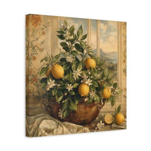 Toile art moderne citron jaune deco murale salon 40x40cm multicolor