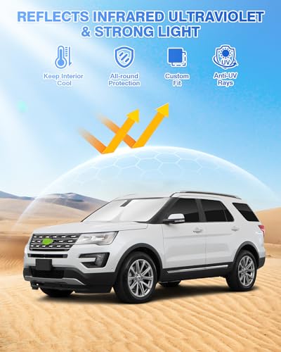 Image of Canvcle Sunshades for Ford Explorer 2011-2019 Accessories Windshield Sun Shade Side Rear Window Shade Cover Sun Visor Shield Privacy Protection Keep Vehicle Cool Black 8PCS