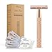 Produktbild Bamboozy Rasierhobel mit 20 Premium Rasierklingen für Frauen - Safety Razor für Damen - Aluminium - Zero Wast - Double Edge Nassrasierer - Rose Gold