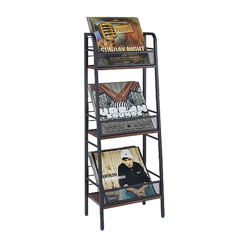 Jakyitvi 3-Tier Vinyl Record Storage Holder Large Capacity LP Records Rack Store About 80 Albums Solid Metal&MDF Board Stable R-shaped Matte Finish,Suitable for LP Records,CD,DVD,Book,Magazine Jakyitvi 3-Tier Vinyl Record Storage Holder Large Capacity LP Records Rack Store About 80 Albums Solid Metal&MDF Board Stable R-shaped Matte Finish,Suitable for LP Records,CD,DVD,Book,Magazine