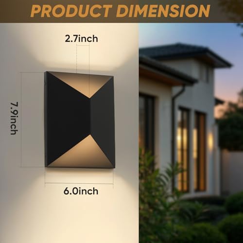 Fire Wolf LED Aluminum Porch Sconce Lights - Modern Exterior Wall Sconce, Up and Down Light Waterproof, 12W, 3000K, Black for Garage Enterway by Fire Wolf - Image 6