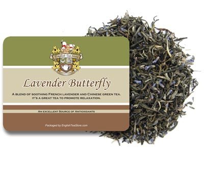 Lavender Butterfly Tea | Loose Leaf Green Tea Blend | French Lavender and Chinese Green Tea | Floral Relaxing Herbal Infusion | Caffeine-Lite Soothing Brew | 16oz Bulk Pouch | Resealable Pack
