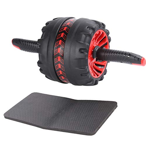 BESPORTBLE – Roda de rolo de treinamento abdominal com tapete de joelho preto, rolo de treino abdomi