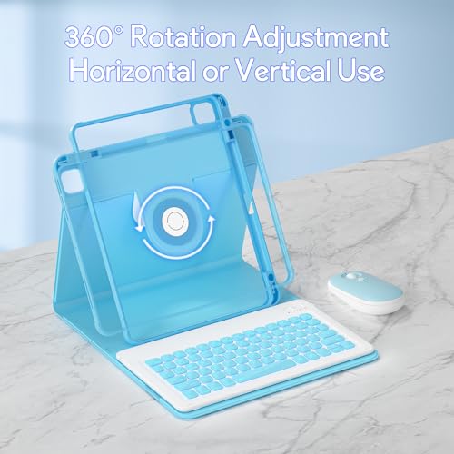 Image of YBING Keyboard Case and Mouse for iPad Air 13 Inch Series & Pro 12.9 Inch Series, 7 Colors Backlit Keyboard Cover with Pencil Holder for iPad Pro 12.9 (6th, 5th, 4th, 3rd gen), Air 13 M4 /M3 /M2 (Blue)