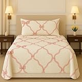 The one home Juego de Sábanas Franela Algodón 3 Piezas | para Cama 90 | Suaves, Bajera Ajustable y Funda de Almohada (Blanco y Rojo)