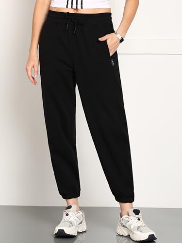 Image of Alan Jones Clothing Women's Fleece Solid Joggers Trackpant | Cotton Blend Sweatpants with Drawstring & Side Pockets | Soft Winter Wear Regular Fit