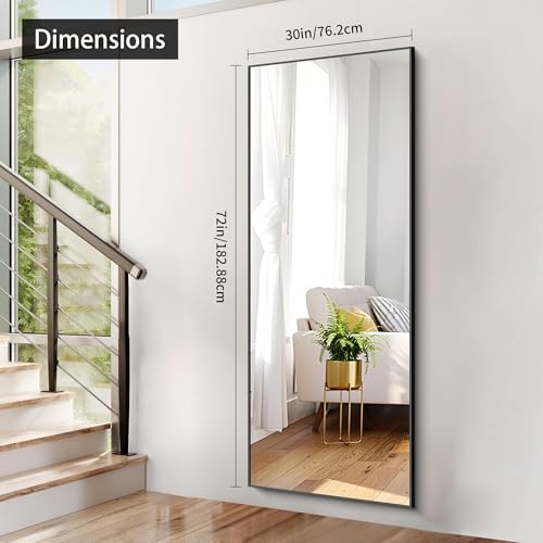 Image of COFENY 30x72inch Bathroom Mirror, Black Rectangle Mirror with Thin Frame, Large Rectangular Wall Mirrors for Bathroom, Living Roomm, Hair Salon, Big Farmehouse Mirror Hang Horizontal /Vertical