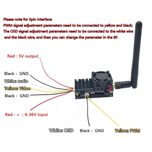 Lanko 5,8 GHz 2 W FPV freier Sender mit mehr als 20 km Reichweite, 2000 MW 48 K AV Audio Video Sender und 1200TVL CMOS-Kamera für RC Ersatzteile