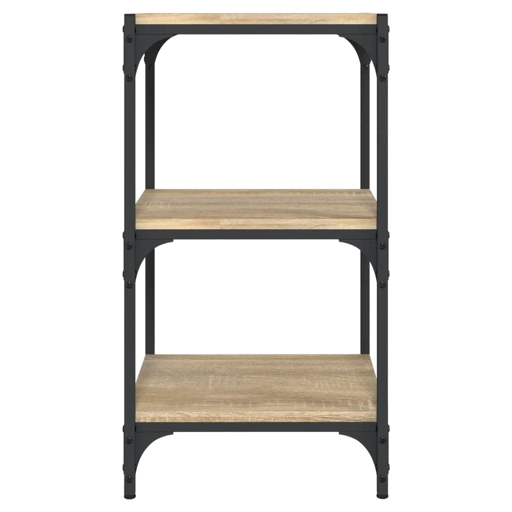 Bücherregal Sonoma-Eiche Holzwerkstoff und Stahl 40 x 33 x 70,5 cm Standregal mit 3 Ablagen, vielseitiges Regalsystem als Raumteiler und Aufbewahrungslösung für Wohnzimmer
