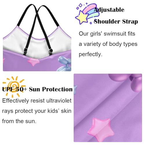 Image of Girls one Piece Swimsuit Summer UPF 50+ Quick Dry Beach Bathing Suit with Straps Swimwear 3-10 Years