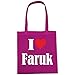 Tasche I Love Faruk Größe 38x42 Farbe Pink Druck Weiss