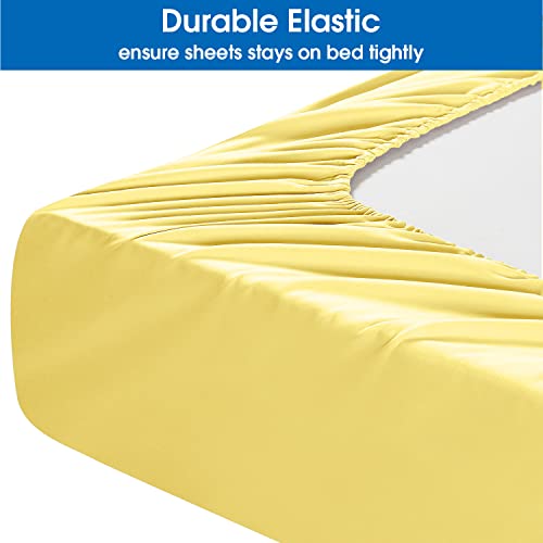 Homeideas 4 Piece Bed Sheets Set (Full, Yellow), 1800 Bedding Soft Brushed Microfiber Luxury Sheets, Deep Pockets, Easy Care, Wrinkle & Fade Free #TOP3