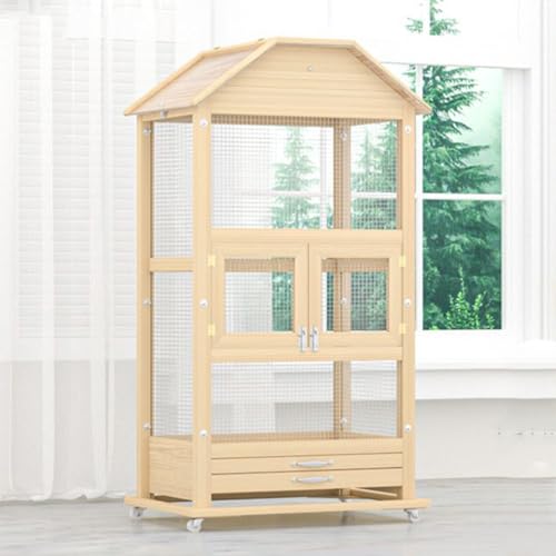 LEMMAN 5pcs鳥の バード 大型木製 文鳥 カゴ 高さ130cm 鳥かご セキセイインコ 餌入れ 金の鳥籠 ?? 耐久性は 通気性は 2段 ゲージ 鳥 キャスター おもちゃ 鳥用 ゲージ インコ オウム オカメ ブランコ フルハウス ペット用品,組