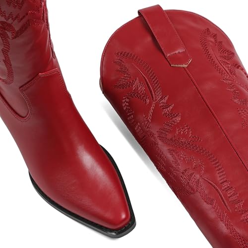 Erocalli Knee High Boots Women Cowgirl Cowboy Western Fall Chunky Block High Heel Tall Long Fashion Boot Side Zipper