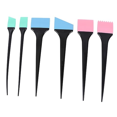 Baluue 6pcs Silicone Dye Sweeper Scraper Kit for Hair Coloring Highlighting Brush Set Random Color