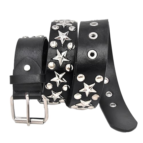 Ceinture en cuir punk aux rivets métalliques durables et clous étoiles