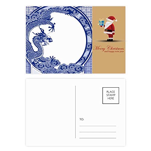 Cartes postales motif dragon bleu chinois : lot de 20 papeterie asie et voyage