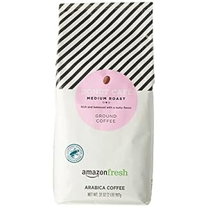 AmazonFresh Donut Cafe Ground Coffee, Medium Roast, 32 Ounce