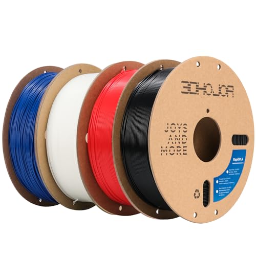 High Speed Printer Filament 1.75mm 1kg*4 Cardboard Spool Rapid PLA to 5X Faster Printing Filament PLA Dimensional Accuracy +/- 0.02 mm Fits for Most FDM 3D Printer -Black, White, Blue, Red