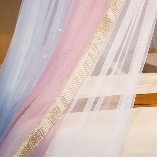 Ciel de lit en dentelle supérieure double couche style baldaquin rond - 5