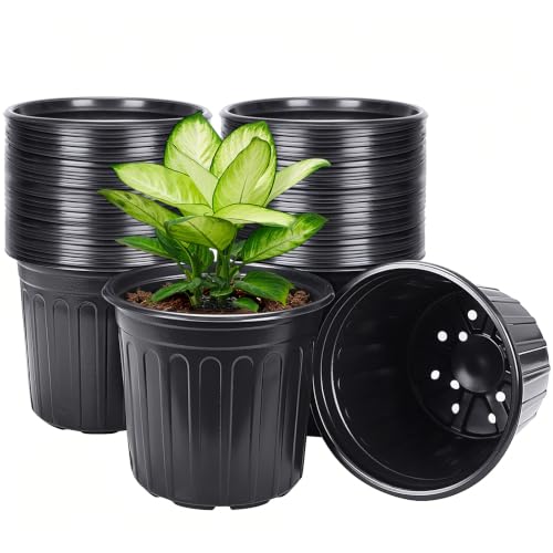 HECTOLIFE 50-Pack 3 Gallon Flexible Flower Plant Nursery Pots, Thickened Soft Plastic Seed Starting Container for Succulents, Seedlings, Cuttings, Transplanting,(Black)