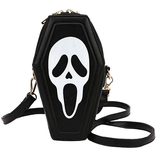 Halloween Pumpkin Crossbody Bag, Pu Leather Novelty Ghost Purse Cute Spooky Season Gothic Shoulder Bag for Women -  Zawasstu