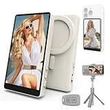 Tela de monitor de selfie, Vlog magnético com controle remoto, gravação de vídeo espelhada de tela sem fio 1080p para Android iOS, para criador de conteúdo, transmissão ao vivo e TikTok (branco)