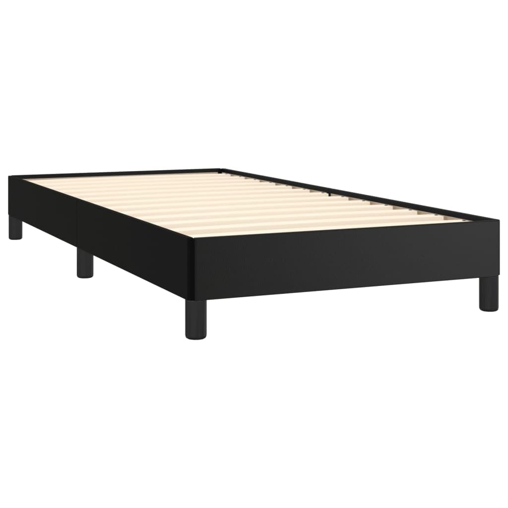 Bettgestell Schwarz 90x200 cm Kunstleder mit stabilen Stützbeinen und Sperrholzlatten, schmutzabweisend und pflegeleicht, einfache Reinigung mit feuchtem Tuch, inklusive