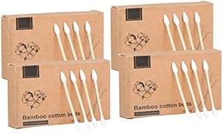 Natural Bamboo Cotton Swabs, Eco-Friendly & Biodegradable  Comfortable and Soft,Two Tip Buds Bamboo Cotton Swabs for Ears Cleaning and Makeup- Zero Plastic (1 Pack of 400,White)