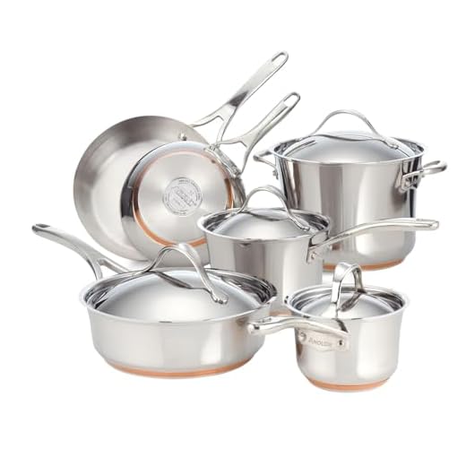 Anolon Nouvelle Stainless Steel Cookware Pots and Pans Set, 10 Piece