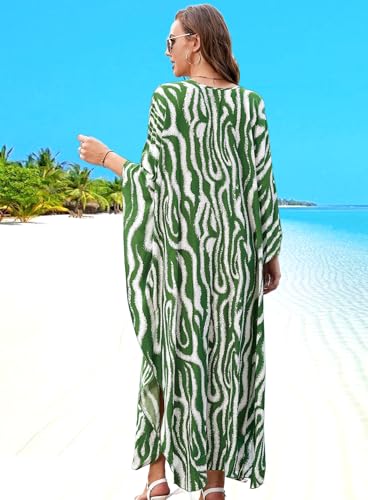 Women's Kaftan Dress Plus Size Moo Moos Print Batwing Sleeves Beach Cover Up for Swimsuit, Lightweight Caftan Dress3