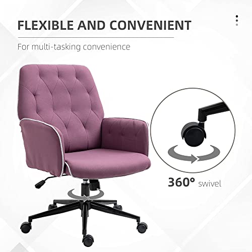 Vinsetto Modern Mid-Back Tufted Spandex Home Office Desk Chair With Adjustable Height, Swivel Adjustable Task Chair With Padded Armrests, Purple #TOP5