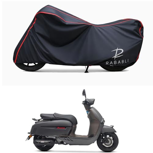 Image of Waterproof Bike Body Cover Compatible for | Keeway Sixties 300i Matte | Taffeta Fabric, Red Piping Design, Bottom Elastic Fit | Dustproof, Sun UV & Rain Protection for All Bikes