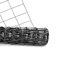 Fencer Wire Vinyl Coated 16 Gauge Welded Fence Wire Roll, Mesh Size 2-Inch x 3-Inch, Black Metal Garden Fencing Wire Grid Hardware Cloth, Multiple Use for Home Improvement