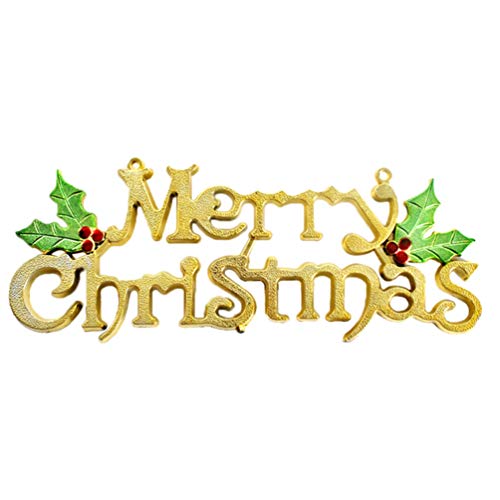 Image of TOYANDONA Merry Christmas Sign,30cm Christmas Tree Wreath Decoration for Xmas Door Wall Hanging Ornament (Gold)