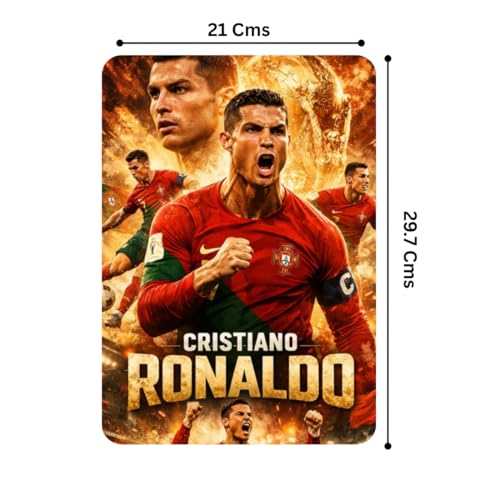 Image of Zesta Bathroom Decor Items Washroom Decor Tin Sign | Aesthetic Posters Wall Poster for Bedroom | Magnetic Cafe Decoration Items / Restaurant Decorations Items | Quirky Home Decor Bar Accent (Ronaldo (2))
