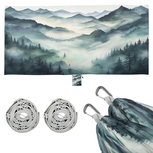 Haskirky Mountain Forests Camping Hammock, Single Portable Hammocks with Tree Straps & Attached Carry Bag, 330Lbs Capacity Perfect for Outside Indoor Hiking Beach Backpack Travel