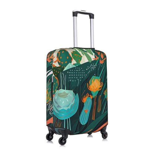 Cactus Tropical Plant Tsa Approved Luggage Cover For 18-32 Inch Suitcases Scratch-Resistant Stretch Luggage Cover3