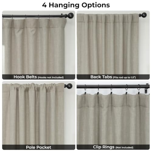 Image of HPD Half Price Drapes - Faux Linen Curtains for Living Room (1 Panel) - 100W X 84L - Extra Wide Textured Room Darkening Curtains for Bedroom 84 Inches Long - Drapes for Home Decor, Oatmeal