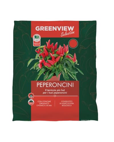 Greenview, Terriccio di alta Qualità Linea Selection, Substrato Specifico per le tue piante ad alta Aerazione e Drenaggio, massimo assorbimento nutritivo (per Peperoncini, 5 Litri)