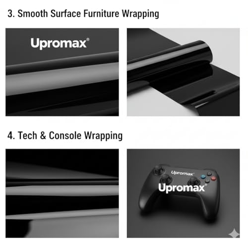 Image of Gloss Black Vinyl Wrap Film Roll - Made with 3M 2080 Series - 8 in x 5 ft Car Wrap for Chrome Delete, Trim & Emblems - Stretchable Air-Release Auto Vinyl (Gloss Black, 8 in x 5 ft)