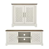 Ensemble complet de 2 pièces : comprend un meuble TV et un buffet à 2 portes, offrant une solution de rangement et d'affichage entièrement coordonnée pour votre salon. Dimensions du produit assemblé : meuble TV (l 150 x P 39,8 x H 60,4 cm) et buffet 2 portes (l x P x H) : 82,2 x 39,8 x 74,4 cm.