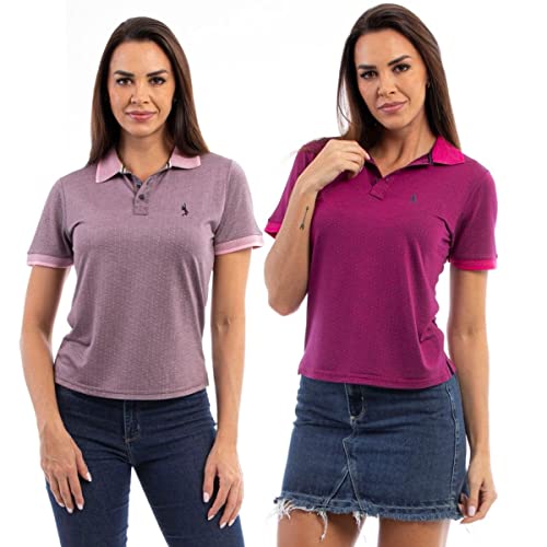 kit 2 Camisa Polo Feminina em Viscose Manga Curta Conforto Casual