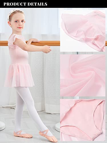 Dance Leotard for Girls Toddler Ballet Leotards with Skirt Flutter Sleeve Ballet Dress Dance Outfit 2-9 Years4