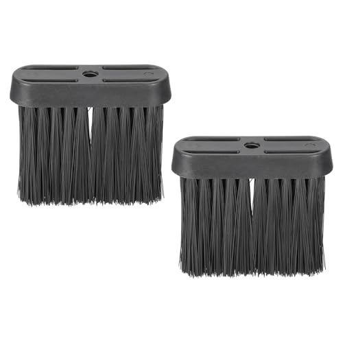 PATIKIL Fireplace Brush Replacement Head, 2Pcs Plastic Oblong Broom Brush Soft Bristles Brush Head for Cleaning Fireplace Dusting Furniture Brushes, Black